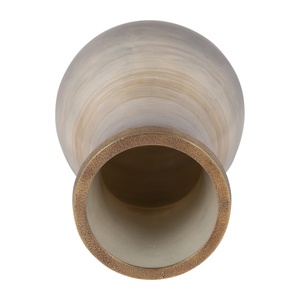 Vaso in Vetro con Bordo in Metallo e Finitura Sfumata, Decorazione Moderna per Soggiorno - Product Image 5