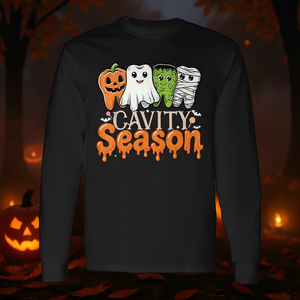 T-shirt à manches longues pour hygiéniste dentaire, thème Halloween : saison des caries - Product Image 3