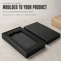 Boîte rigide rectangulaire noire personnalisée avec couvercle et base, insert en mousse EVA, vente en gros pour étui de téléphone et chargeur
