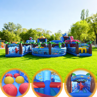 Parc d'attractions gonflable géant personnalisé pour l'extérieur, parcours d'obstacles, aire de jeux gonflable tout-en-un, fournisseur de grands châteaux gonflables