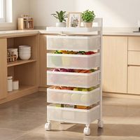 Chariot de rangement de cuisine moderne et durable en acier au carbone, organisateur roulant multi-niveaux avec tiroirs et étagères pour fruits et légumes à domicile