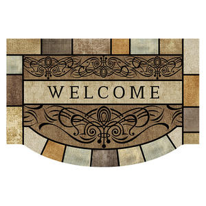 Paillasson demi-cercle de style européen transfrontalier avec motif médaillon, antidérapant pour entrée de maison, en fibre de polyester - Product Image 1