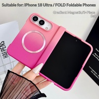 Étui de protection antichoc pliable de luxe avec charnière à axe central, design magnétique puissant à gradient pour iPhone Duo