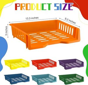 Office Desktop Stationery Organizer Multi-layer Storage Rack Paper <b>File</b> <b>Document</b> Sorter Container Stacked Plastic Basket - Product Image 2