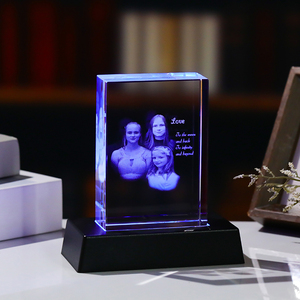 <strong>Crystal</strong> Manufacturer Wholesale K9 <strong>Blank</strong> <strong>Crystal</strong> <strong>Blocks</strong> for XTool UV Machine <strong>Laser</strong> <strong>Engrave</strong> <strong>3D</strong> Family Photo Frame With LED Base - Product Image 4