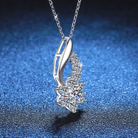 Collar de Plata de Ley S925 con Diamante Moissanita de 0.5 Quilates, Color D, Diseño de Girasol, Cadena para Clavícula, Joyería de Boda para Mujer