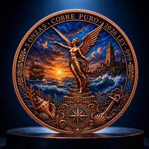 Pièce de collection et badge en cuivre pur .999 de 5 onces, avec gravure 3D Angel Liberty Nautical Ocean et estampage artistique - Product Image 1