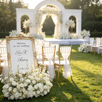 Décoration florale artificielle pour allée de mariage en extérieur : rangée de roses blanches denses pour arche ou allée, décoration florale au sol