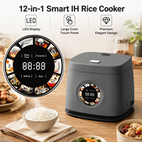 Cuisinière à riz électrique 3L, chauffage IH, 1300W, pot sans revêtement, sans BPA, double capteur de température, 12 fonctions, écran tactile LED