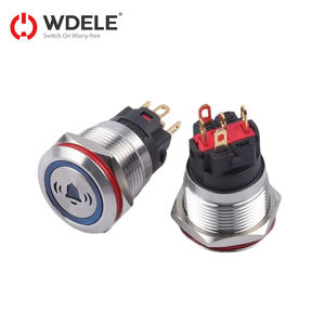 WD19A 19 7-pin 5-pin جرس باب ليد ذاتي القفل وظيفة فورية مفتاح زر مقاوم للماء - Product Image 1