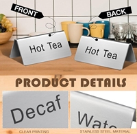 Panneaux de table personnalisés en acier inoxydable |   Panneaux de présentation réutilisables pour café, thé et boissons pour restaurant, buffet, banquet, mariage