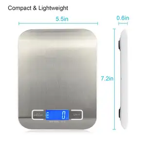 Timbangan berat badan dapur, nutrisi elektronik digital pintar 5kg, timbangan dapur baja 10kg