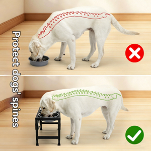 Nouvelle arrivée : support de gamelle surélevé pour chien en métal à hauteur réglable, distributeur de nourriture 3 en 1 avec gamelle en acier inoxydable à alimentation lente - Product Image 2
