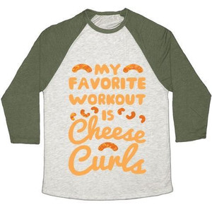 Mi entrenamiento favorito es Cheese Curls, camiseta de béisbol unisex de mezcla triple. - Product Image 1