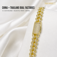 Collier Hip Hop en laiton 16 mm, maillons cubains, revêtement anti-ternissement audacieux, chaîne cubaine en laiton blanc résistant au ternissement