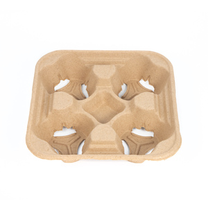 Bandeja de pulpa moldeada Personalizada-Respetuoso con el medio ambiente para llevar 2/4 Portavasos Desechable <span class=keywords><strong>ffee</strong></span> Taza de bebida Bandeja de soporte de fibra de pulpa de papel - Product Image 2