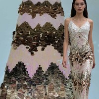 Meilleures ventes : Tissu de performance pour robe de femme, 100% Polyester, léger, multicolore, avec broderie de perles et paillettes 9+18mm