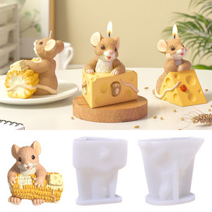 3D lindo ratón vela molde DIY yeso escultura adornos resina molde queso Mousse pastel hornear moldes - Product Image 1