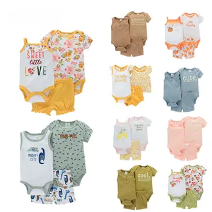 Infant Onesies Babies Bodysuit Sets 3 Piece Girl Cotton Romper T Shirt Shorts New Born Baby Clothes Sets 0-3 Months for Boy