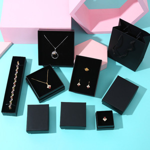 Wholesale Cheap Black Matte Collectible Gift Ring Earing Jewelry Packaging <b>Box</b> Cardboard Flip <b>Top</b> Jewellery <b>Box</b> - Product Image 2