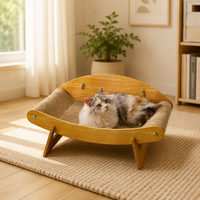 Hamac-lit pour chat en bois massif naturel, avec griffoir en sisal, design moderne, pour chats d'intérieur