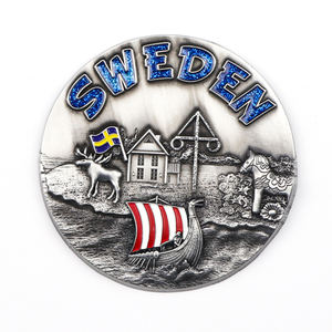 Diseño personalizado de fábrica <span class=keywords><strong>Suecia</strong></span> Dinamarca Recuerdo turístico Imán de nevera de metal 3D para refrigerador - Product Image 3