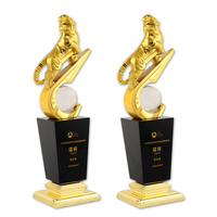 Trophée de médaille de cristal créatif plaqué or tigre Design bloc cadeau d'affaires pour la compétition de champion de la réunion annuelle de l'entreprise