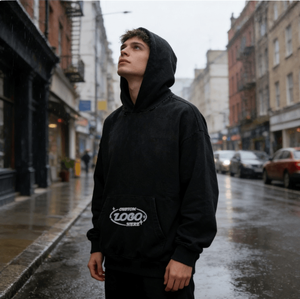 Sweat à capuche vintage noir délavé surdimensionné pour homme, style streetwear, effet usé - Product Image 2