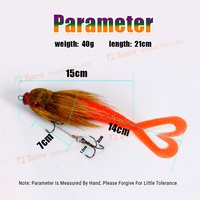 Tolure Vente Chaude 21cm 40g 3D Eyes Treble Hooks Leurre Artificiel en Poils de Cerf, Gros Souris à Queue Souple, Leurre de Pêche pour Truite et Brochet