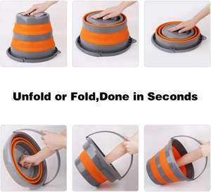 Cubo de Plástico Plegable de 2.6 Galones (10L), Recipiente Redondo Plegable para Limpieza del Hogar, Ahorro de Espacio, Recipiente para Agua para Exteriores - Product Image 4