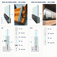 Rail de balcon en aluminium en forme de U pour balustrade en verre sans cadre à montage en surface