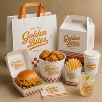 Boîte en carton personnalisée pour restaurant, restauration rapide, pliable, pour frites, poulet, ailes de poulet, burger, à emporter, avec logo imprimé