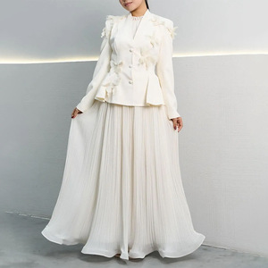 ชุดเซ็ต 2 ชิ้น แฟชั่นผู้หญิง กระโปรงยาวแขนยาวระบาย 3 มิติ ดีไซน์เรียบหรู สไตล์ลำลอง - Product Image 1