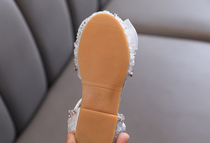 Scarpe da ballo estive per bambine con fiocco in pizzo, ballerine slip-on con paillettes colorate, nuove scarpe da cerimonia con suola morbida - Product Image 3