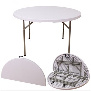 5ft nhựa trắng gấp Bàn Ăn Tròn cho tiệc cưới ngoài trời giản dị & Tiệc cho trang trại trang trí nội thất sử dụng - Product Image 5
