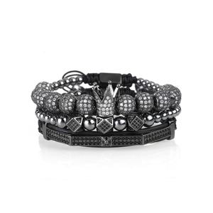 MIENTER 2023 bracelet à breloques en acier inoxydable pour homme, couronne de boule tressée et perlée - Product Image 5