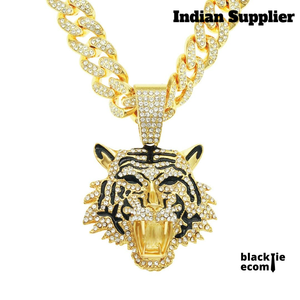 Collier pendentif tête de tigre hip-hop de qualité supérieure pour hommes, en acier inoxydable, style streetwear audacieux, bijoux à vendre - Product Image 1