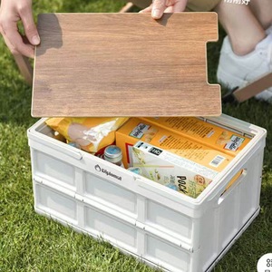 Diplomat <b>Storage</b> <b>Box</b> 24L Collapsible <b>Camping</b> Outdoor Mobile Dining With Wooden Lid - Product Image 5