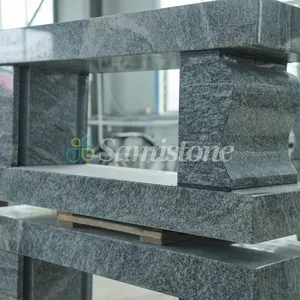Factory Granite Carved Tombstone Samistone Bench Shaped Black Granite Tombstone And Monument Carvings And Sculptures