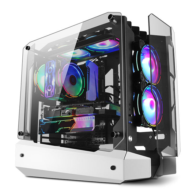 New Design White Gaming Pc Cabinet Gaming Cabinet Pc Tower case Computer Cases & Towers with Fan Pc Gaming System Unit