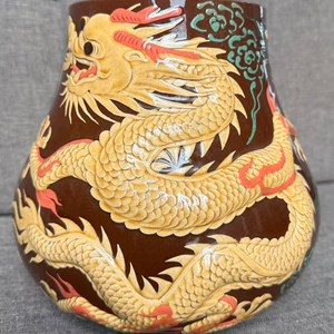 Vase de collection écologique 2L en céramique Yixing Jun, fait main, motif floral superposé, avec détails en perles - Product Image 6