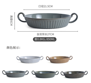 <span class=keywords><strong>Plats</strong></span> à gratin ronds en porcelaine - <span class=keywords><strong>Plats</strong></span> de cuisson pour four, moules à lasagna en céramique de 850 ml, ustensiles de cuisson résistants au four pour la cuisine et la préparation de gâteaux - Product Image 5