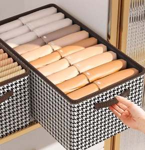 <b>Collapsible</b> Closet Organizer Container Fabric Organizer Box with Handles Decorative <b>Storage</b> <b>Boxes</b> for Organizing Clothes - Product Image 3