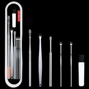 5/6/7/8/10pcs ear Pick ráy tai loại bỏ kit du lịch xách tay Móc Chìa Khóa Ear Cleaner mùa xuân Tai muỗng công cụ thiết lập với trường hợp