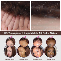 Perruques en cheveux humains 100% naturels vietnamiens lisses, couleur ombrée, avec dentelle frontale HD transparente, prêtes à porter sans colle