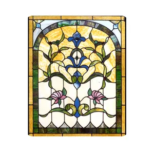 Insulated fixed stained glass window folding sliding aluminum soldered tiffany glass window decoration patterned glass window
