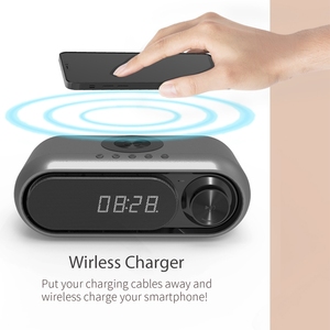 Chất lượng cao điện thoại không dây sạc trắng tiếng ồn <span class=keywords><strong>Bluetooth</strong></span> loa với hiển thị thời gian và đồng hồ báo thức - Product Image 2