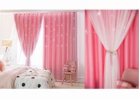 Voilage occultant plat à œillets pour fenêtre, en tissu moderne 100% polyester, pour enfants, disponible en rose, bleu, gris et motif étoile, 3 couleurs