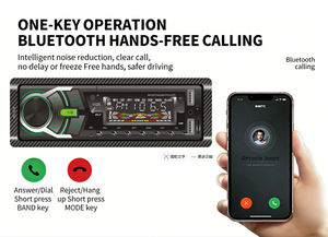 เครื่องเล่น MP3 สำหรับรถยนต์ แบบ 1 Din Universal Audio Stereo กำลังขับสูง 4 RCA พร้อมบลูทูธ FM USB รีโมทคอนโทรล และหน้าจอ LCD - Product Image 2