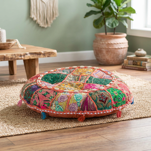 Antique indien Vintage brodé Patchwork Design oreiller housse de coussin fabriqué à la main non tissé Technique pour la maison hôpital décor - Product Image 3